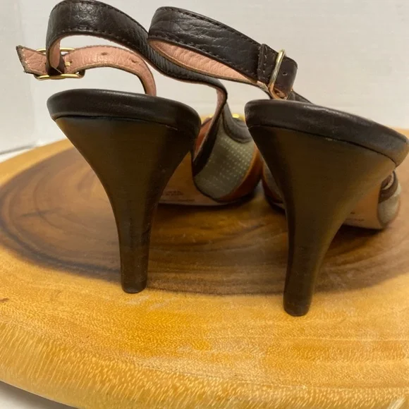 Mac collection Stenciled heart Retro leather Slingback Kitten Heels - Picture 7 of 7